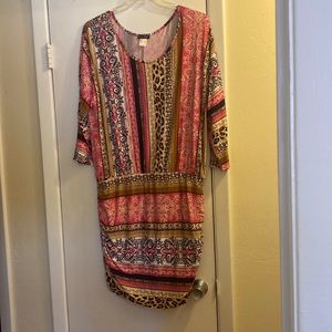 LONG WAIST RUCHED MINI DRESS